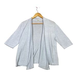 Eileen Fisher Short Sleeve Linen Cardigan Sweater Size M Loose Knit Light Blue
